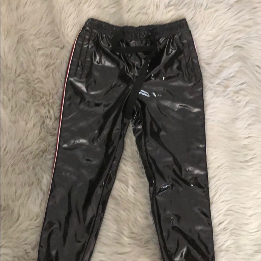 Black patent leather pants
